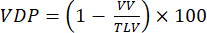 Ventilation defect percentage (VDP) calculation formula, equation for pulmonary function analysis.